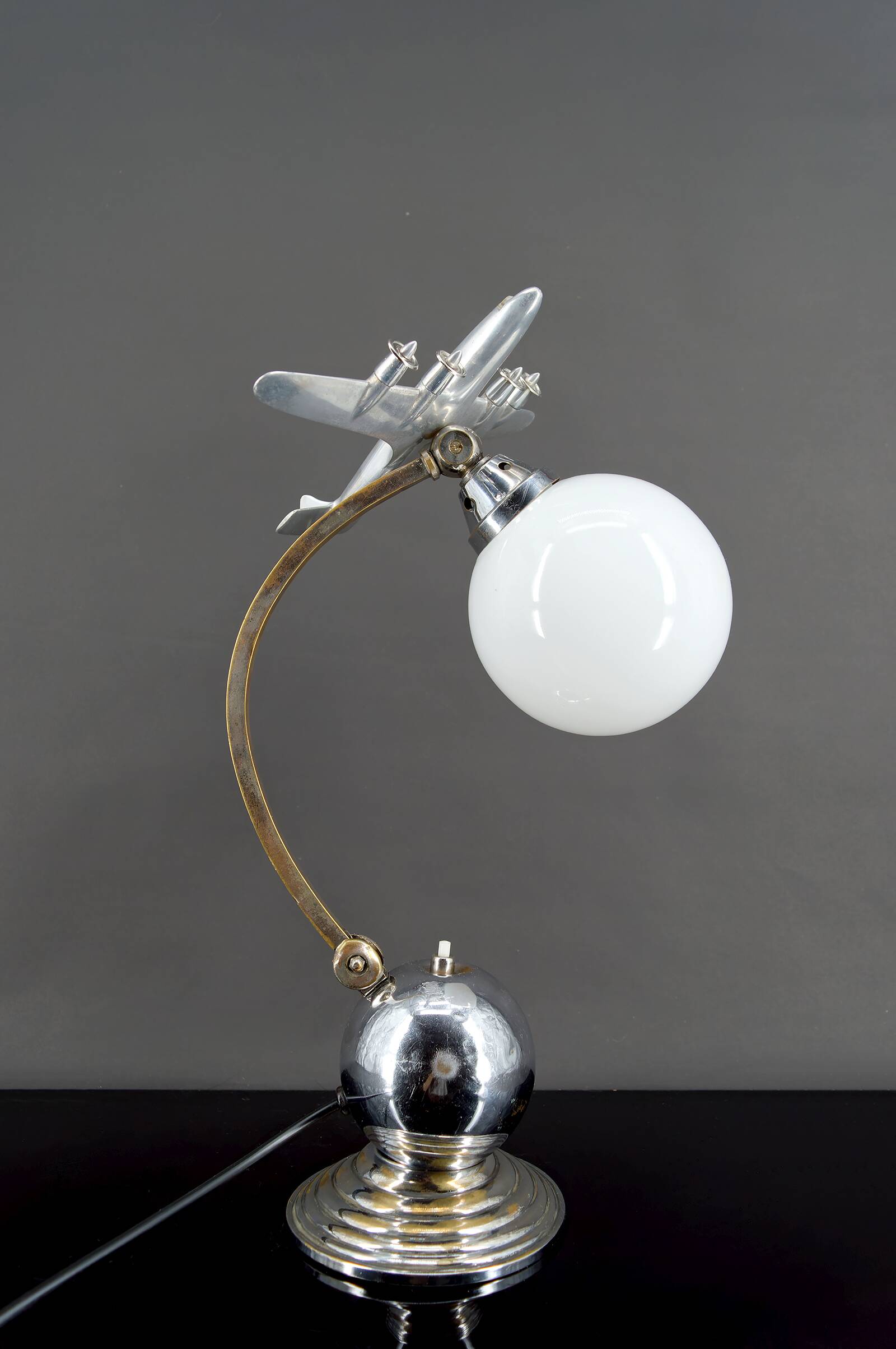 Art Deco / Streamline Moderne "Airplane" propeller lamp, circa 1930-1940