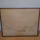 Faisan bleu Cubiste Tapisserie Laine Artiste René Fumeron Tableau France vintage 1970's