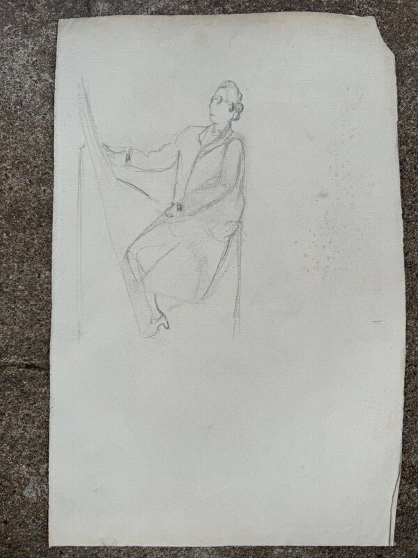 Dessin académique à l’Antique par Berger dit Lheureux Biloul fusain XXe