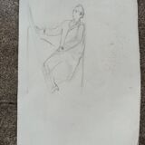 Antique academic drawing by Berger dit Lheureux Biloul charcoal 20th century