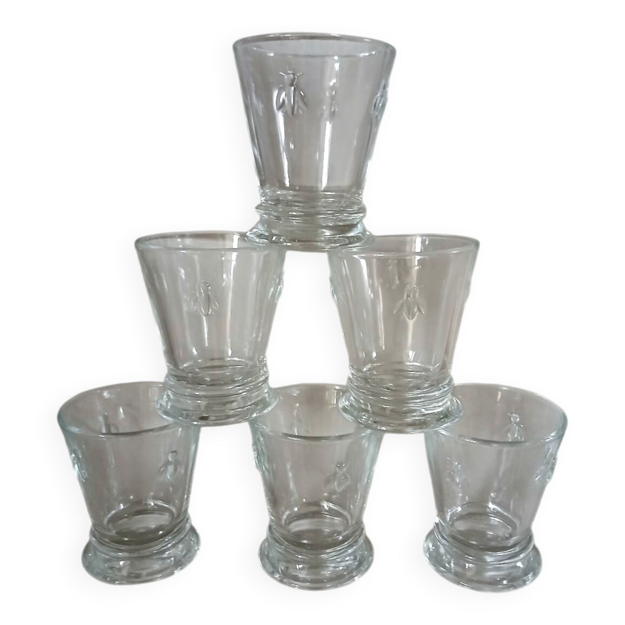 6 bee-patterned water glasses