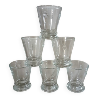 6 verres à eau motifs abeilles 