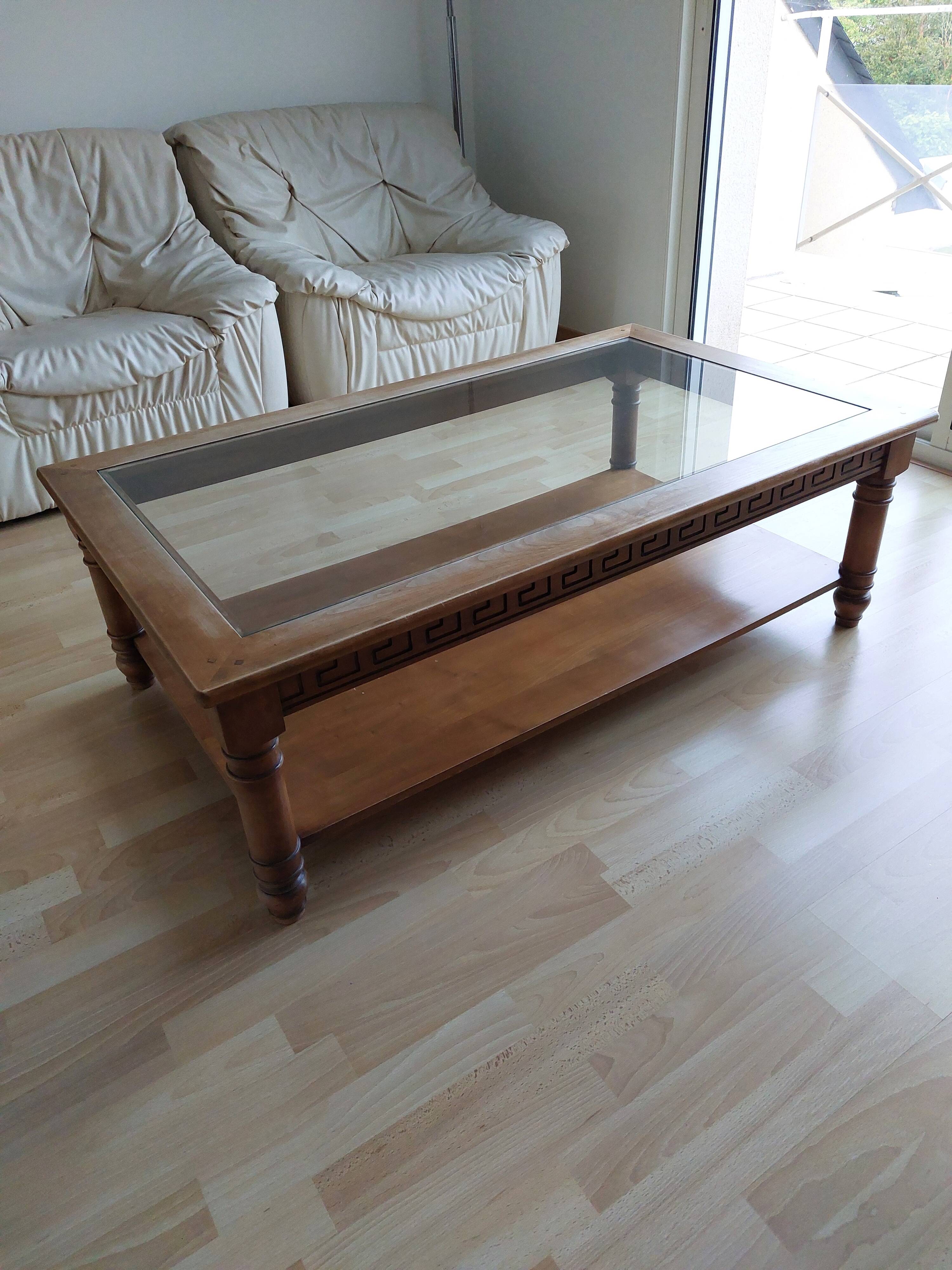 Vintage wooden and glass coffee table
