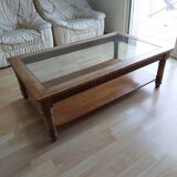 Vintage wooden and glass coffee table