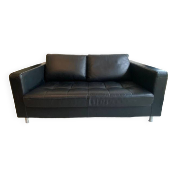Ligne Roset black leather sofa