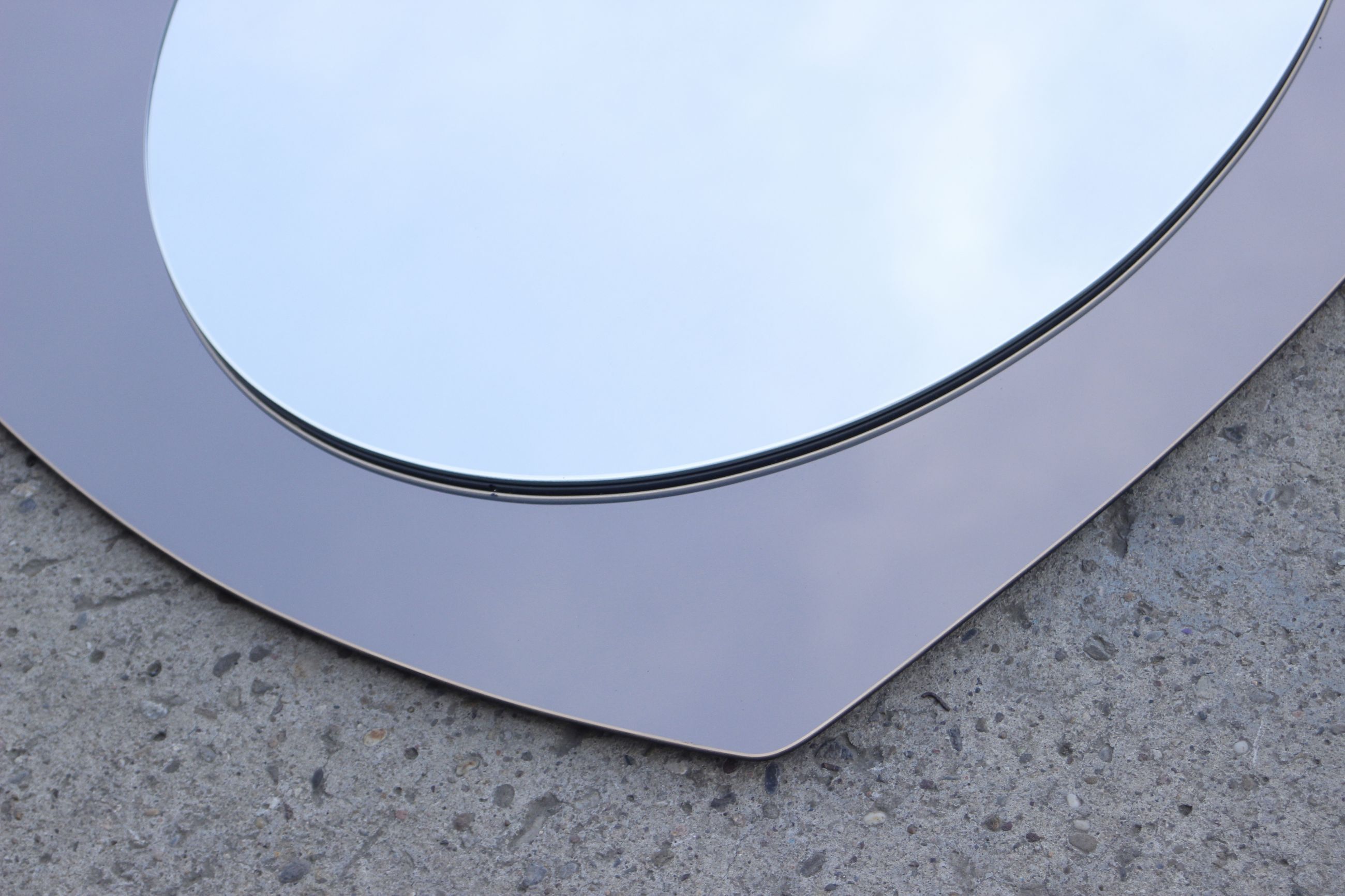 Vintage mirror bi-toned smoky contour Italy 1970s 58x73cm