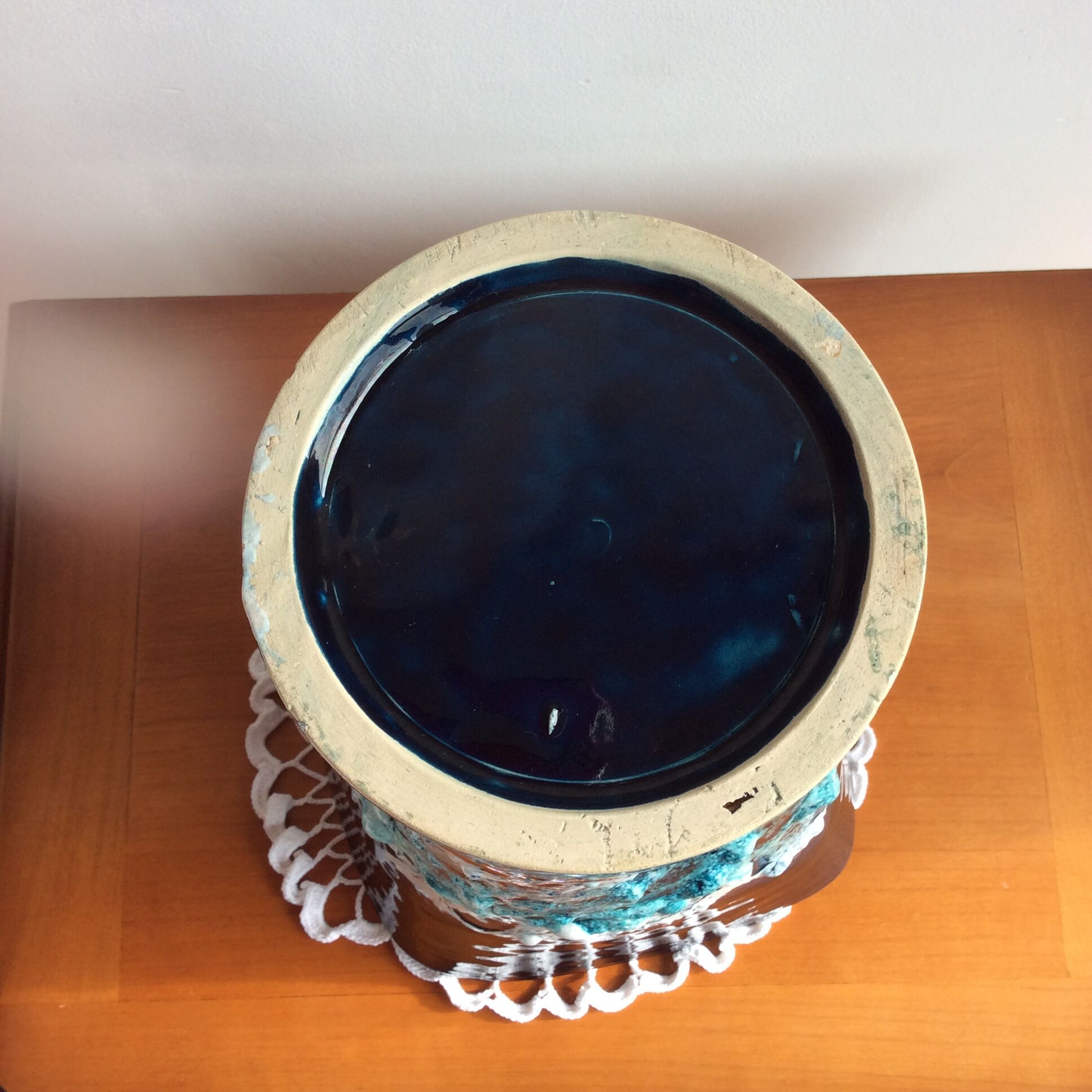 Vintage enameled ceramic vase