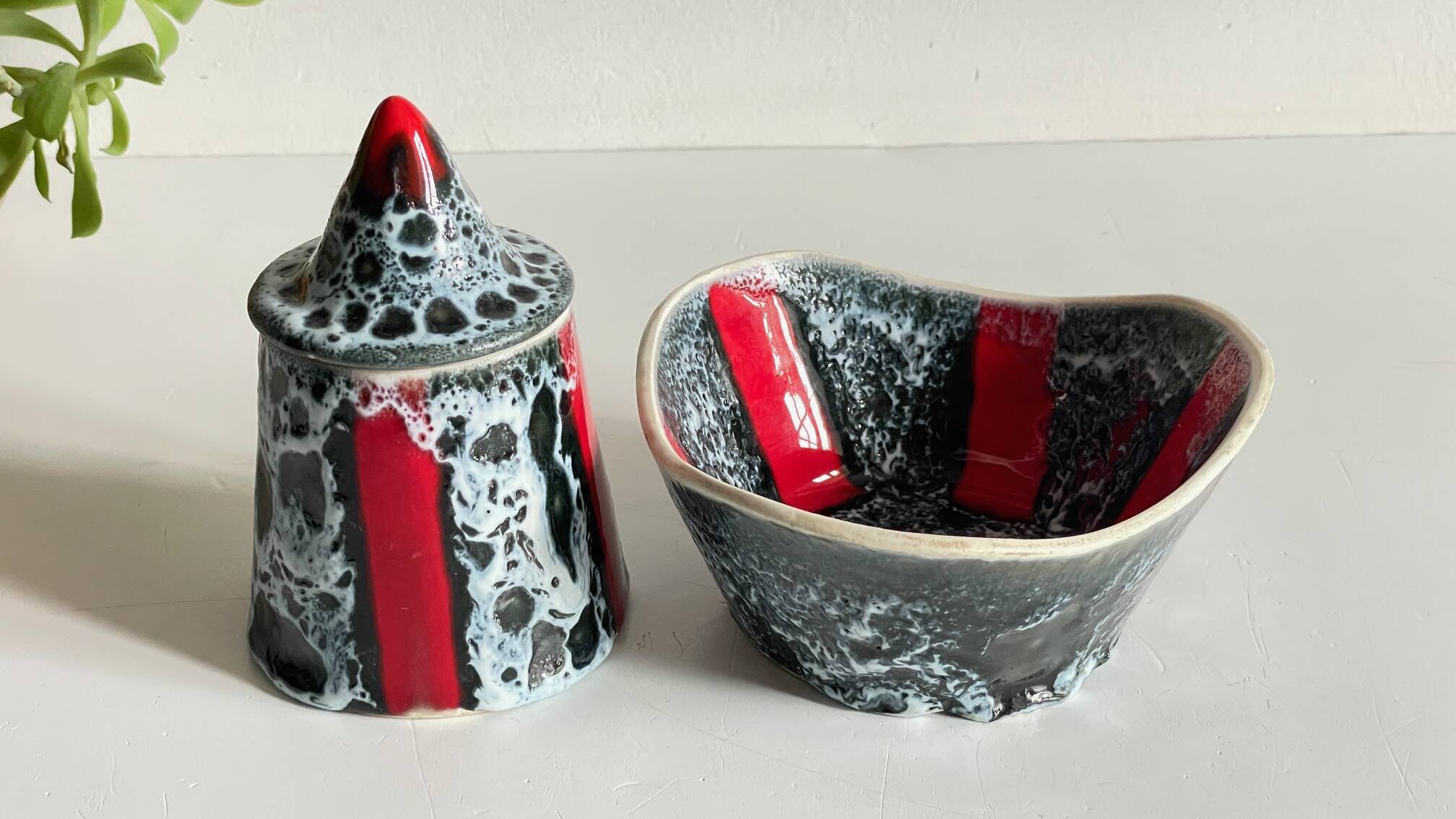 Vintage Vallauris ceramic candy and sugar bowl