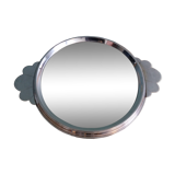 Art Deco silver round mirror tray