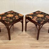 Rattan bench or pair of stools from the 1950s