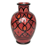Moroccan Berber Pink Vase in Hand Painted Ceramic - City of Safi (Morocco) - H 32 x Diam 20 cm