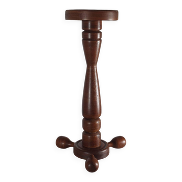 Colonne de support à fleurs vintage en bois tourné