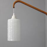1960s Wooden Wall Lamp with Glass Shade, Czechoslovakia