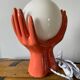 Hand lamp in ceramic color coral electrified to new