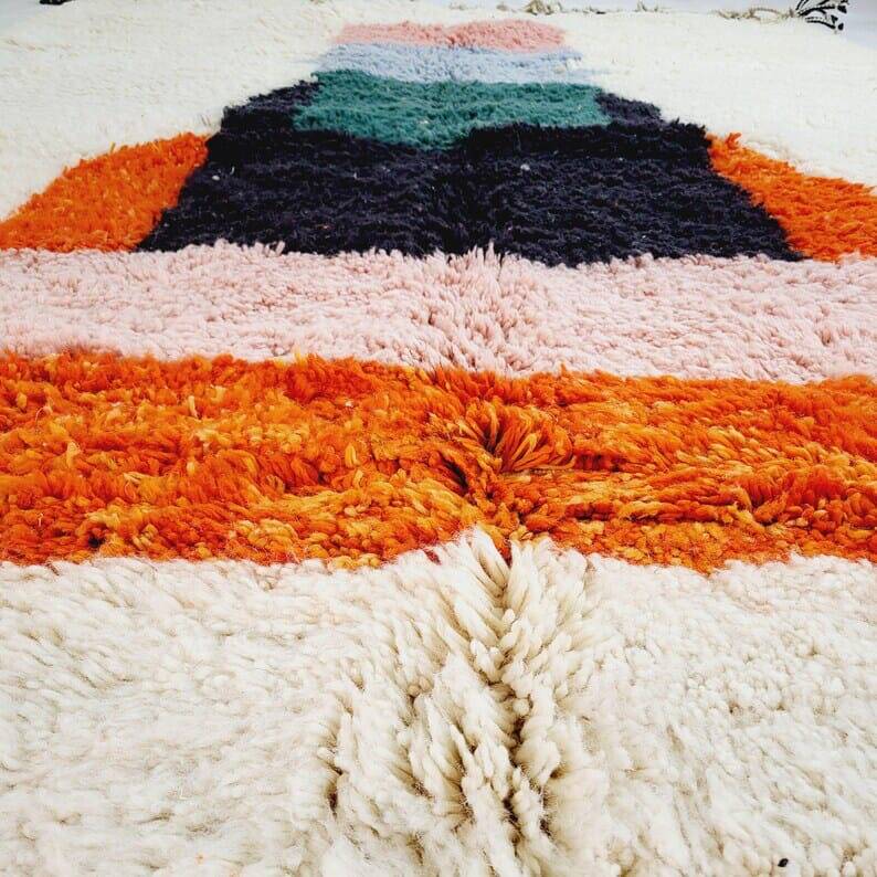 Handmade Berber rug with colourful patterns, size 150x250 cm.