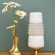 Vintage globe table lamp in glass and white opal.