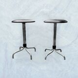 Vintage Brabantia stools in black faux leather and chrome metal – years