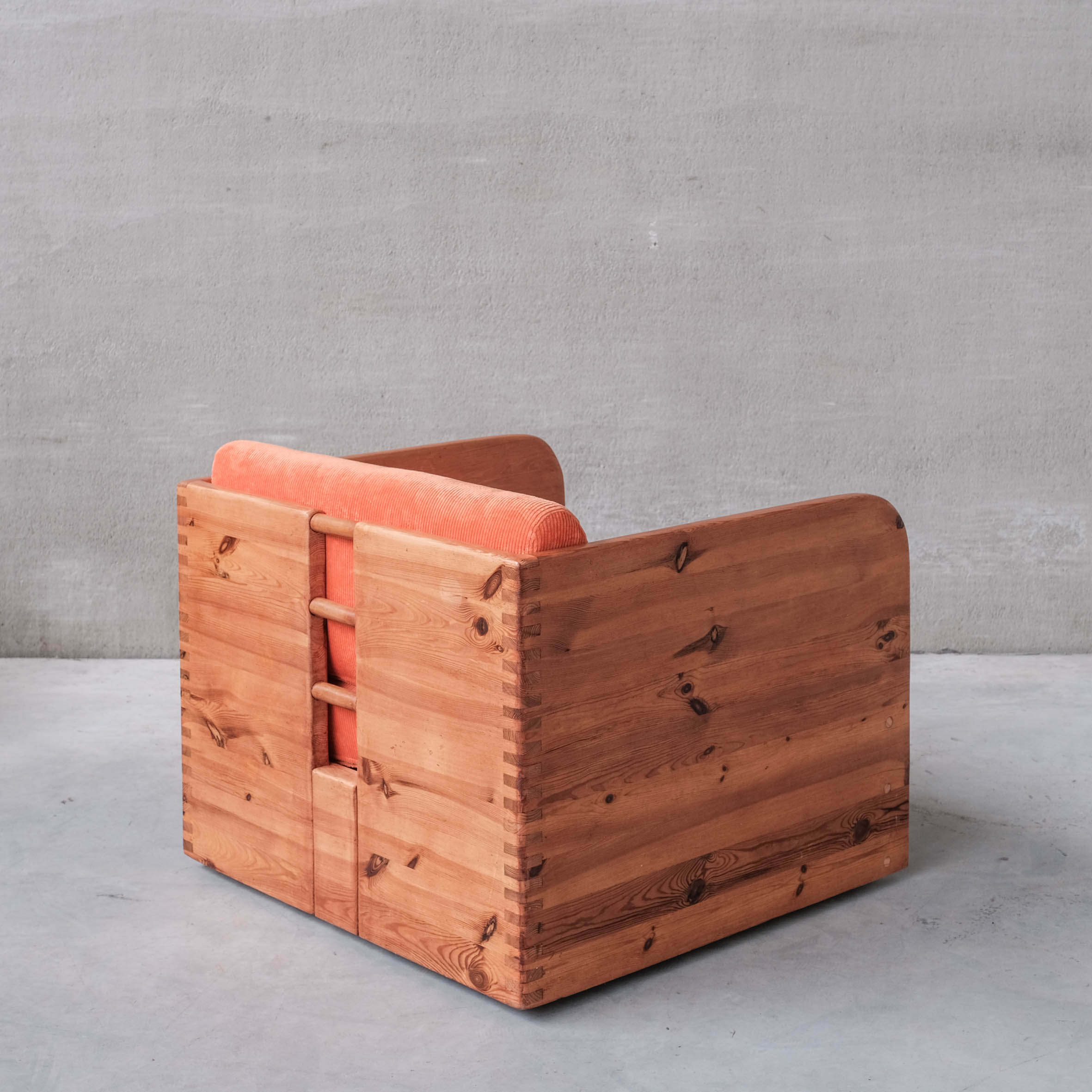 Pair of mid-century pine armchairs