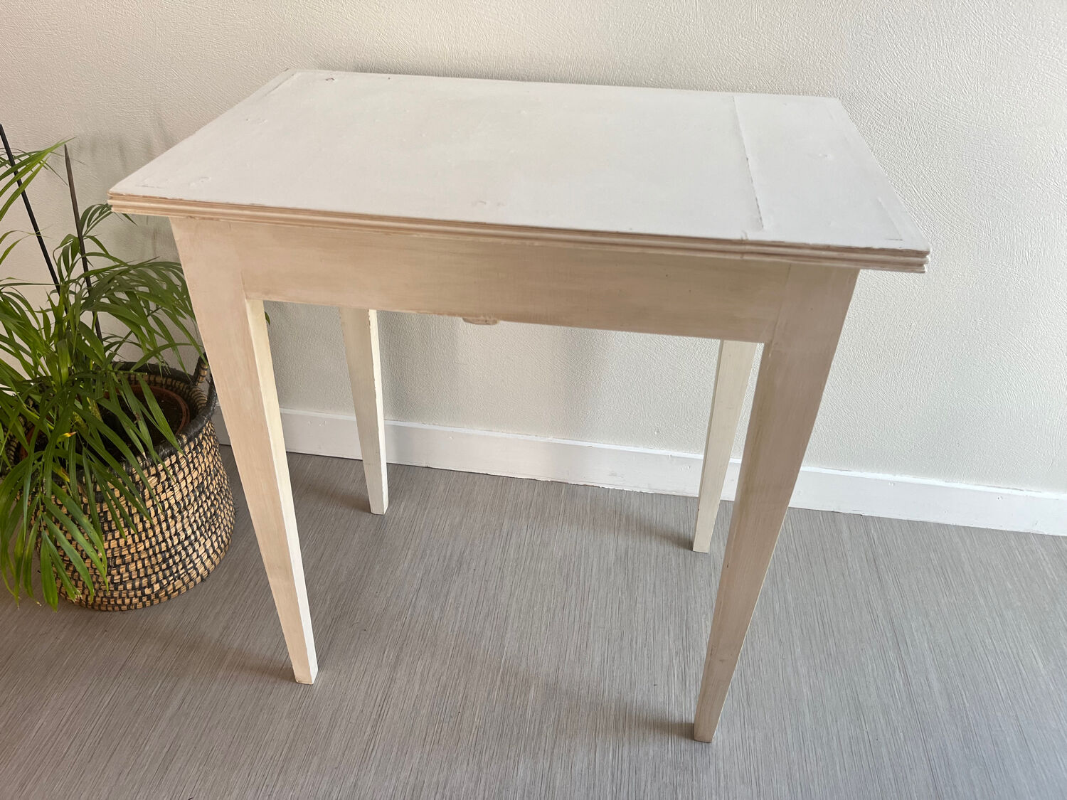Small patinated wood table / desk / console / side table