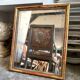 Wooden mirror with gilded stucco and beaded frieze, 45 x 37 cm