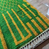 Moroccan Berber handmade rug – 300x200 cm – green and yellow wool