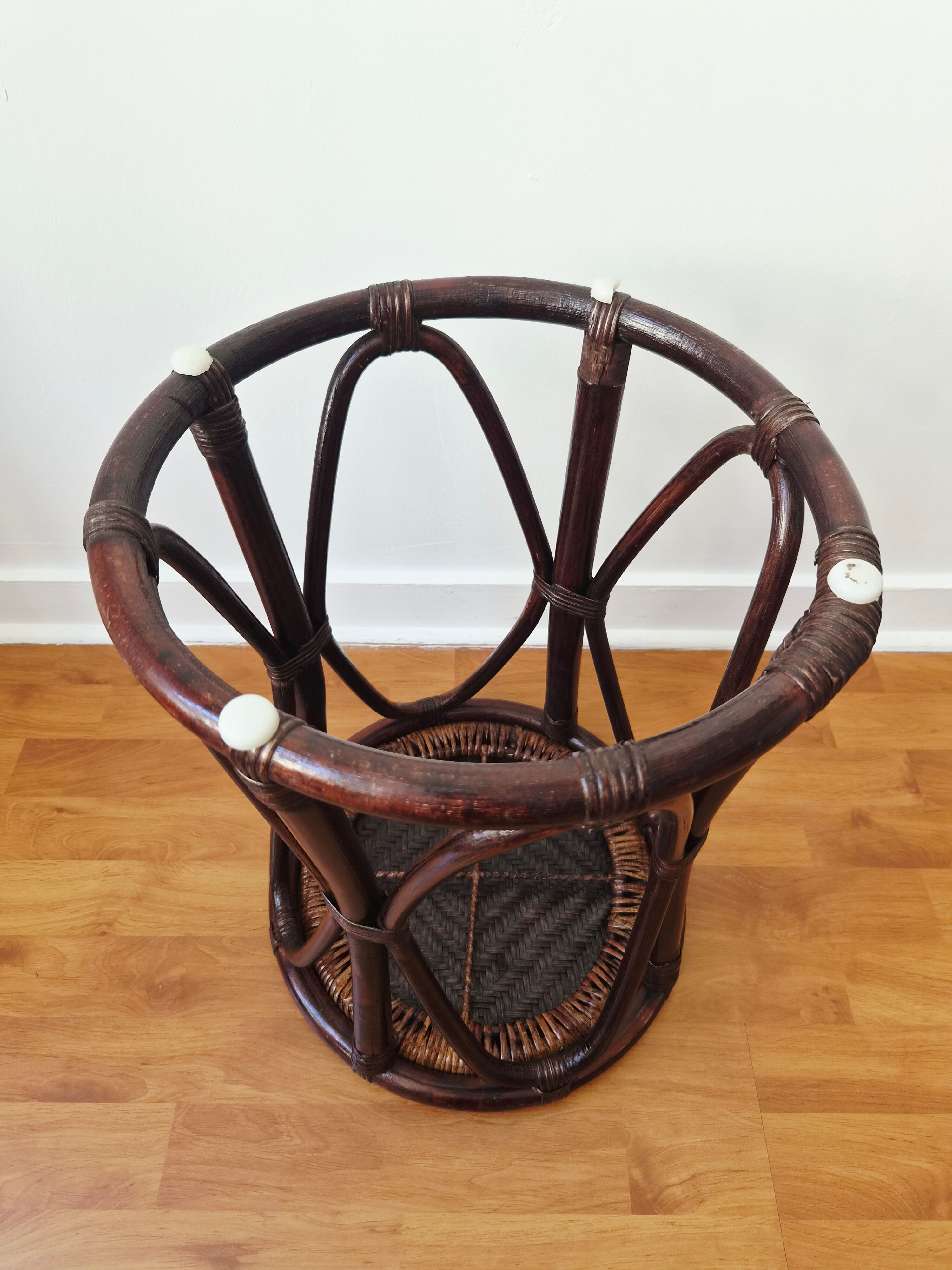 Tabouret/Sellette en rotin et cannage vintage - Années '60/'70