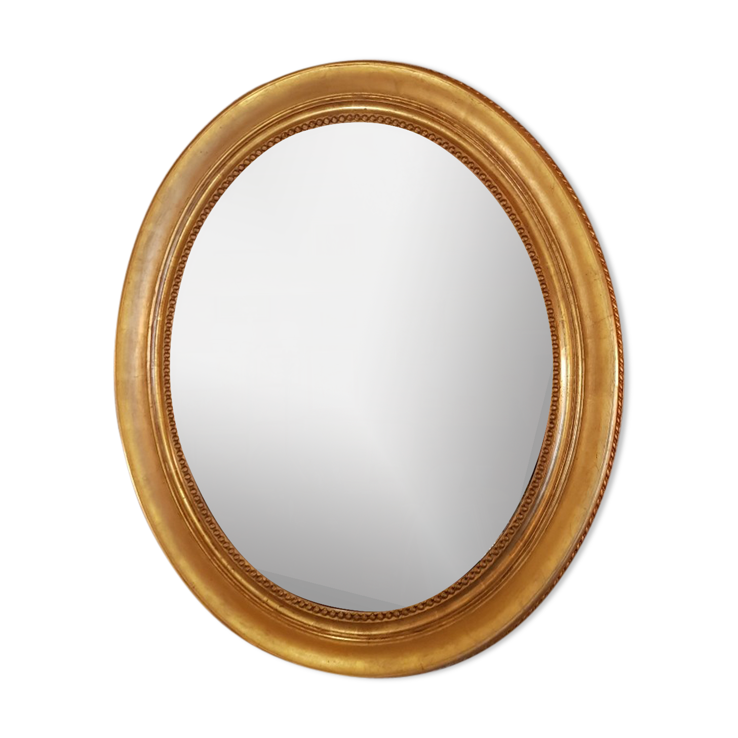 Louis XVI 19th oval mirror with restored gold leaf 77x90cm