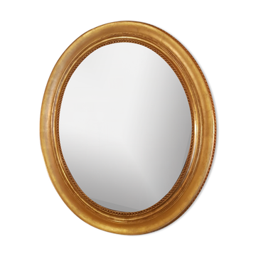 Miroir ovale Louis XVI 19 eme à la feuille d’or restauré 77x90cm