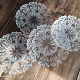 Set of 4 opaque glass bread plates snowflake