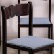 Italian beech and boucle dining chairs
