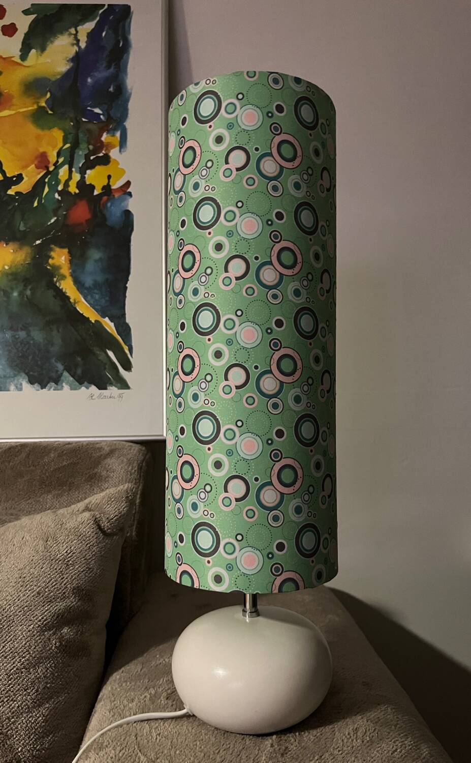 Lampe à poser. Abat-jour fait main.