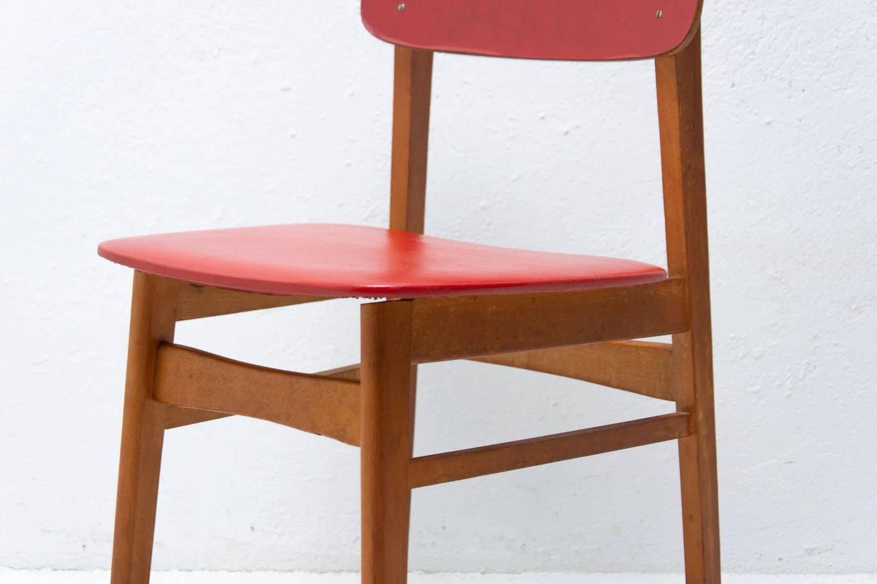 Mid-century colour chair, vintage wooden accent seating, 1960s