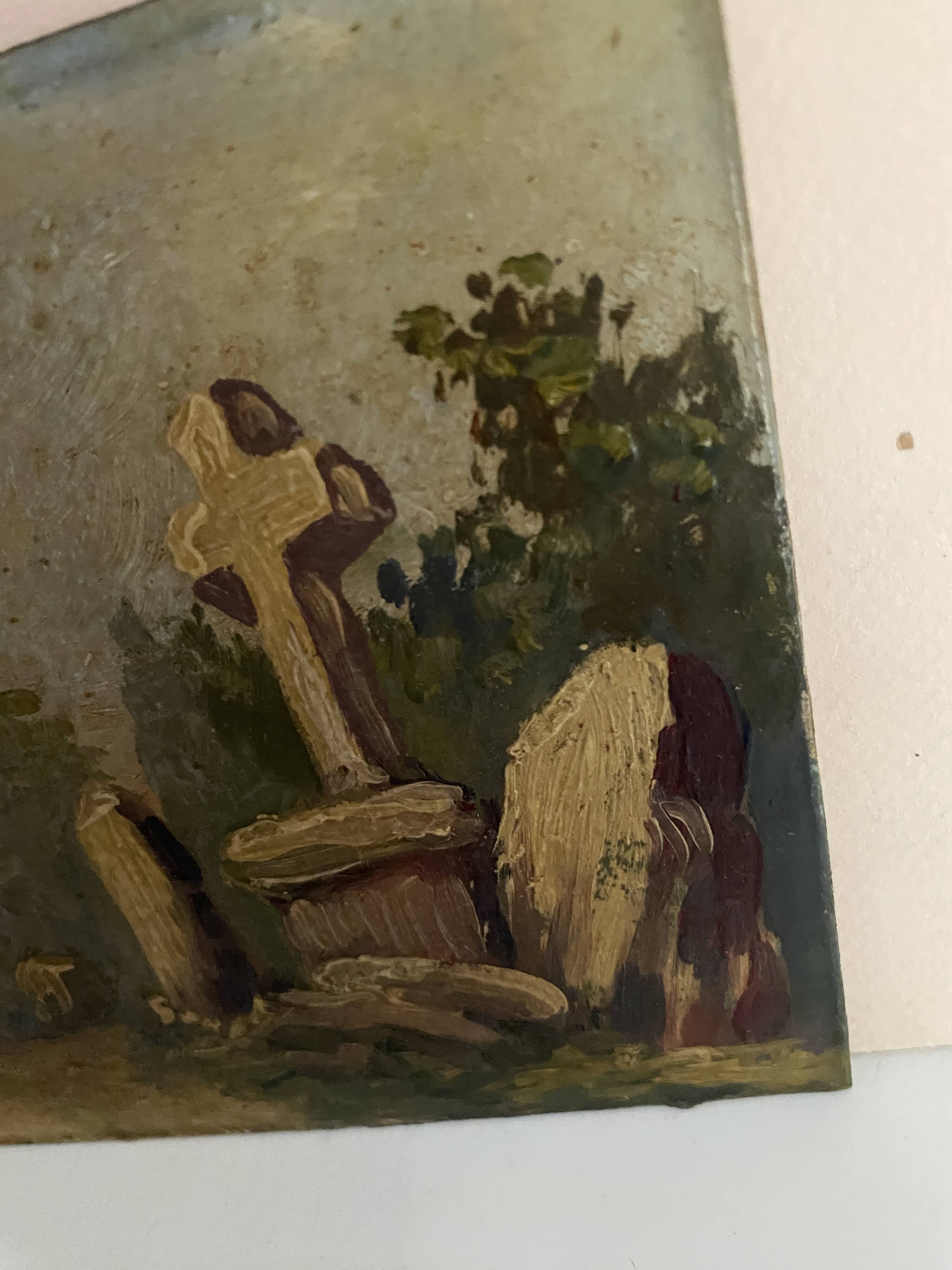 19th century oil on card