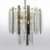 Lustre du milieu du siècle en laiton, verre et lucite, Autriche, années 1970