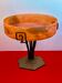 Art deco pâte de verre signed lorrain with wrought iron base, dlg by majorelle
