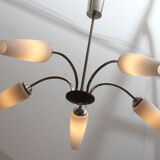 1960s ceiling light in chrome and opaline