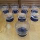 Set of 23 Stemmed Glasses Transparent Glass + Cobalt Blue Stems Vintage