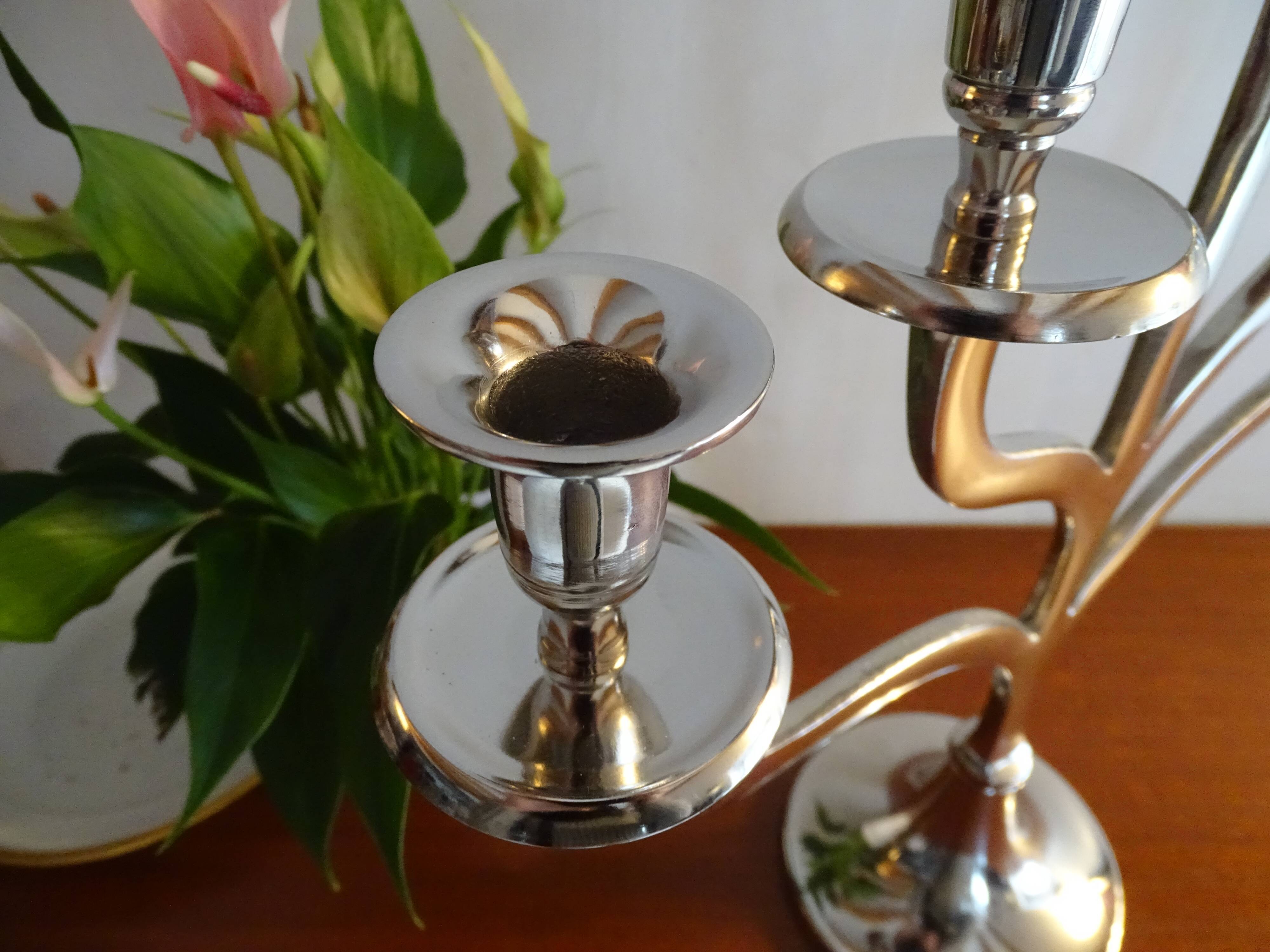 Candlestick 5 branches metal chrome design tree 46 cm