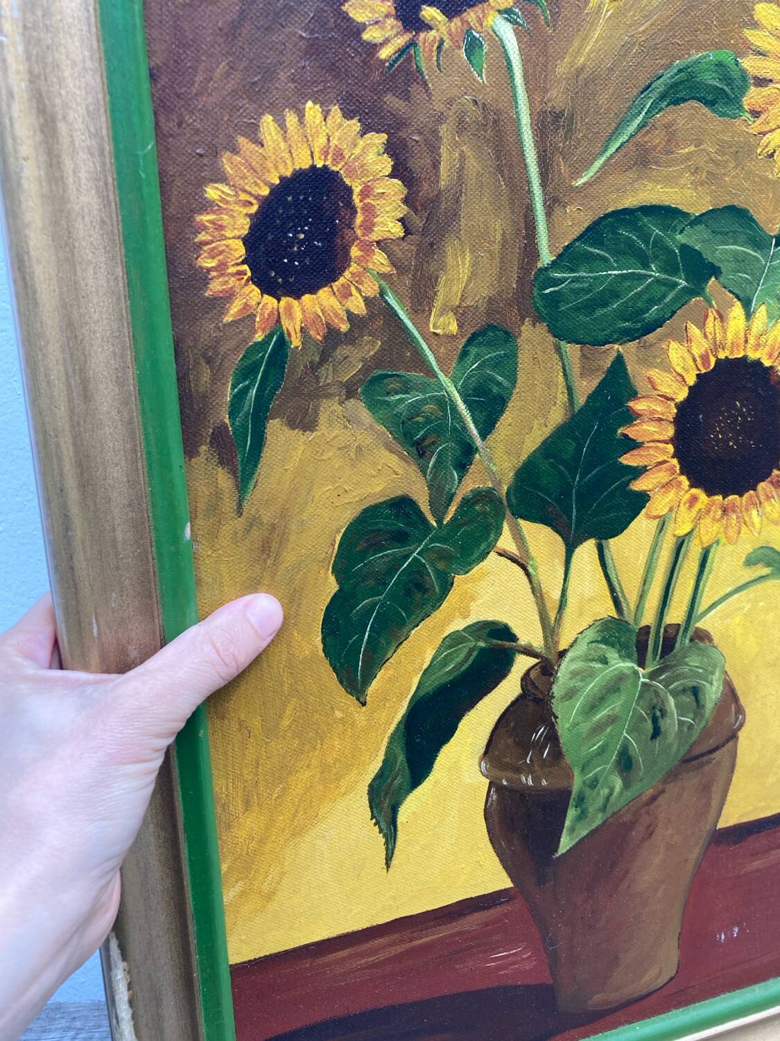 Tableau huile sur toile bouquet tournesol