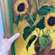 Tableau huile sur toile bouquet tournesol