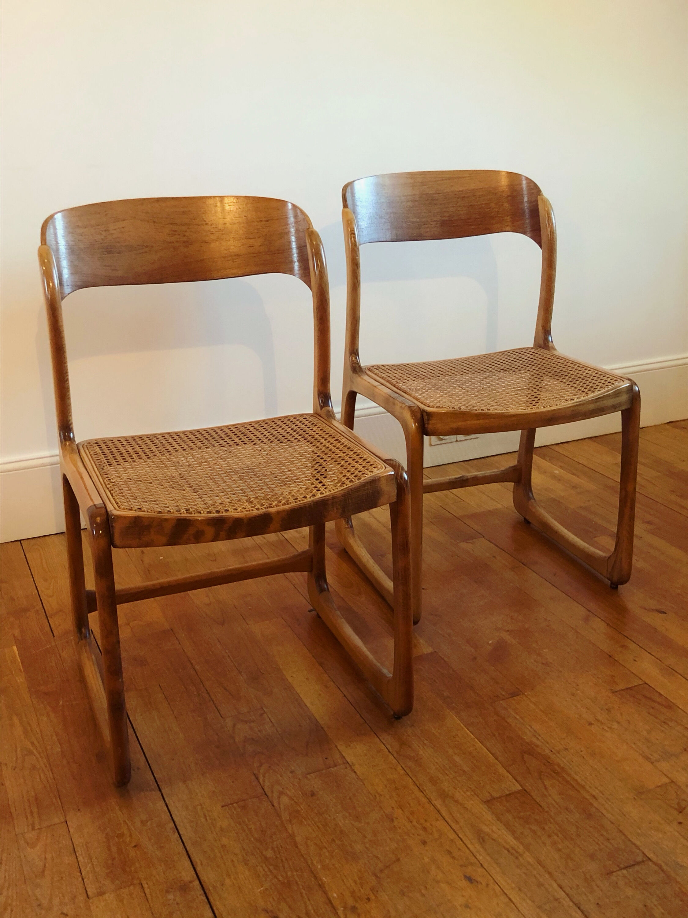 Pair of cannes chairs Baumann sleigh