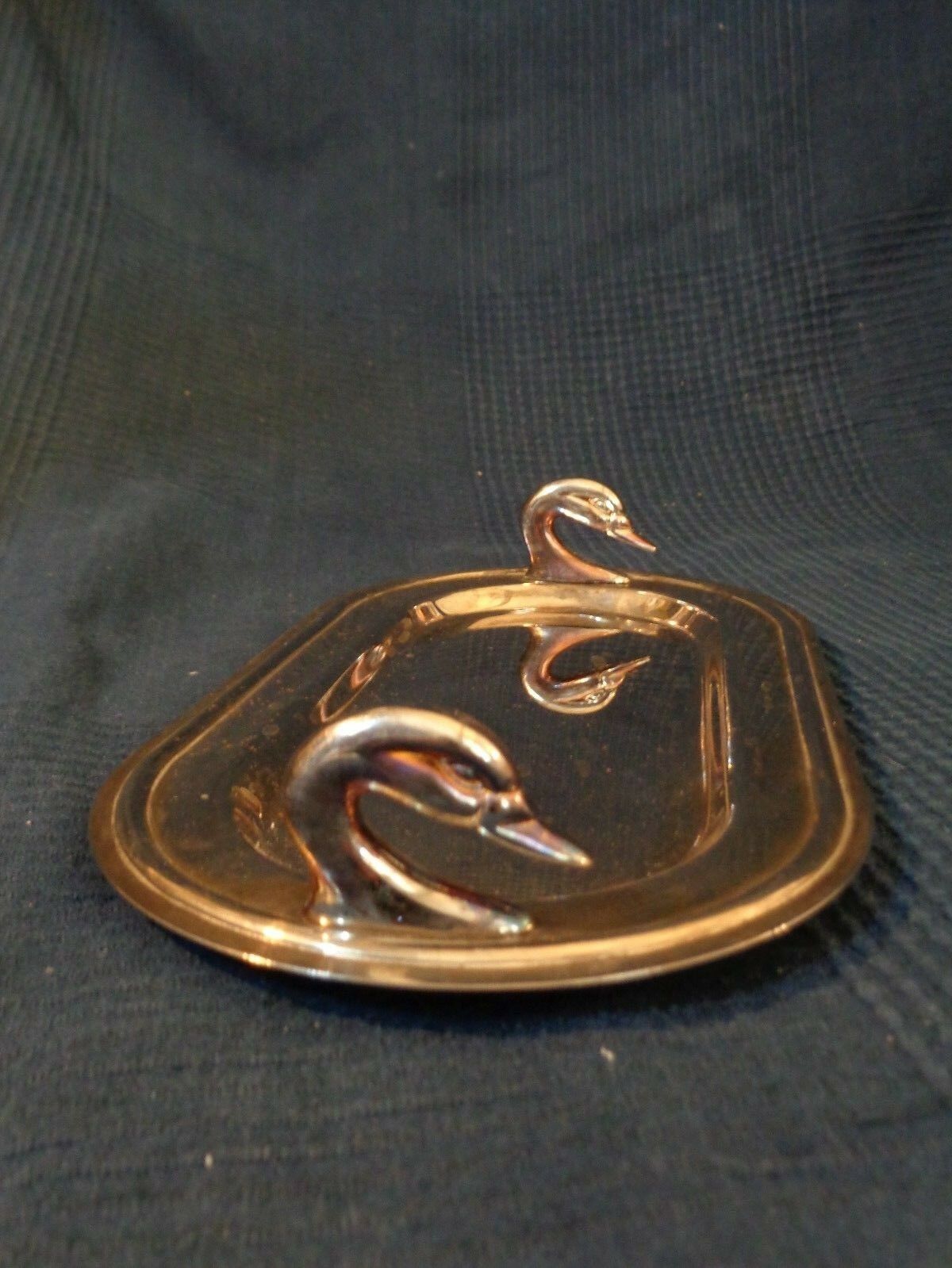 Rectangular dish in stainless steel louis style vintage swan head