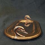 Rectangular dish in stainless steel louis style vintage swan head