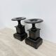 Antique French black marble cassoulets gilt decor pedestals neoclassical pair, 1900s