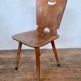 Series of 4 vintage rustic bistro chairs in thermoformed wood
