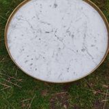 Antique hot water bottle table, Louis XVI style marble top