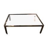 Coloured and gilded steel glass coffee table