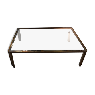 Coloured and gilded steel glass coffee table