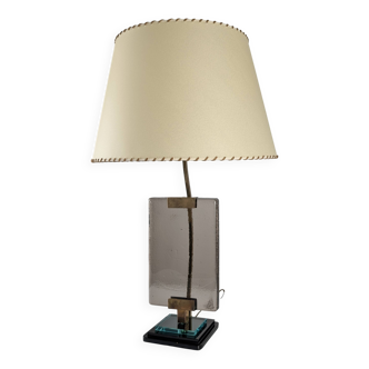 Lampe de table Att. Pietro Chiesa pour Fontana Arte en verre et laiton
