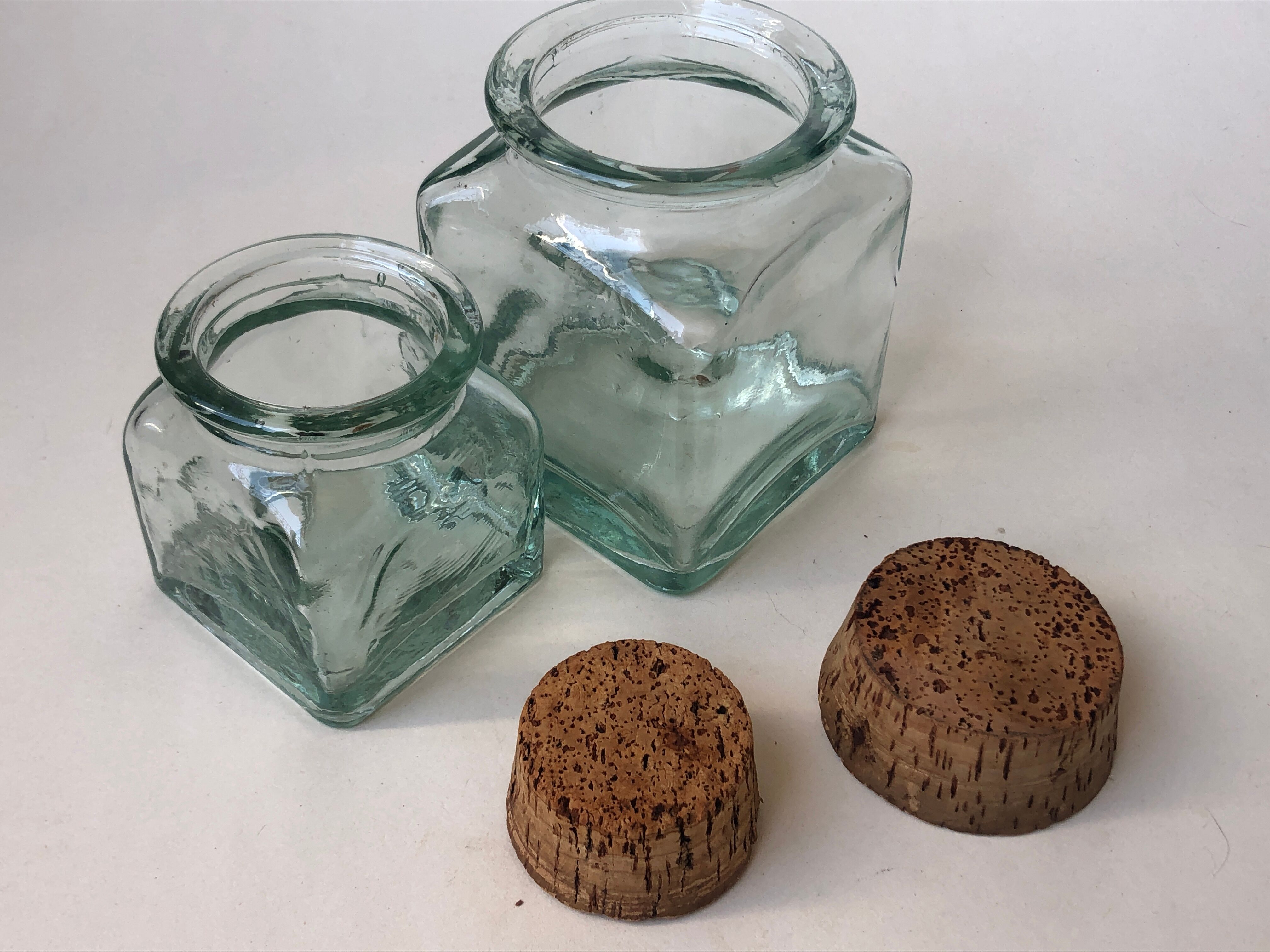 Set of 5 jars glass and Cork. 1970